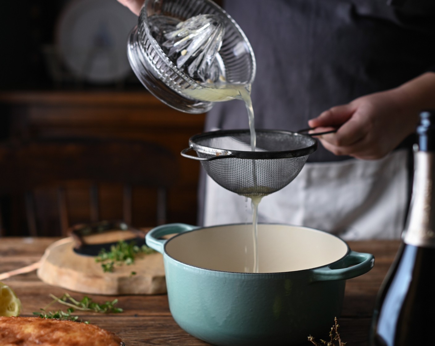 step 8 For the syrup, combine the Granulated Sugar (1/4 cup), zest and juice of a Lemon (1), and La Motte® MCC Sparkling Wine (2/3 cup) in a saucepan over high heat. Reduce the liquid until it is thickened and syrupy.