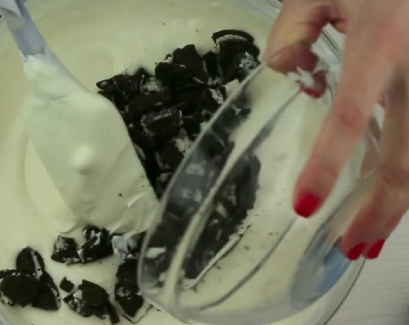 step 12 Gently fold in crushed Oreos.