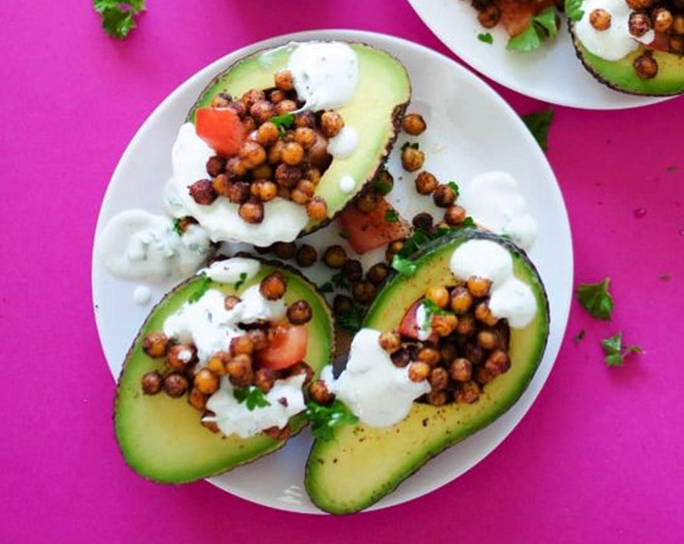 Roasted Chickpea Stuffed Avocados