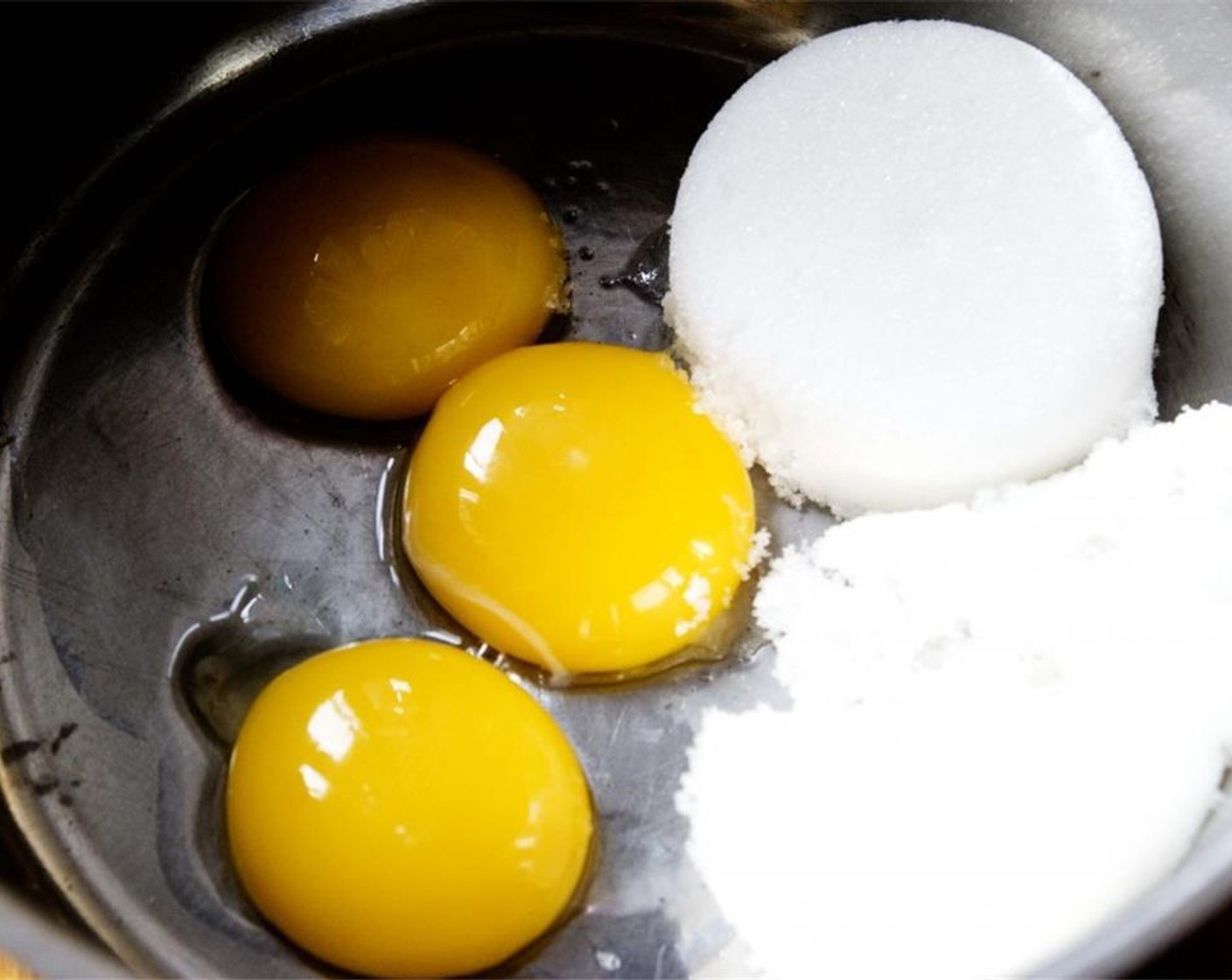 step 1 Beat together Granulated Sugar (1/2 cup) and Eggs (3) in a bowl until light in color.