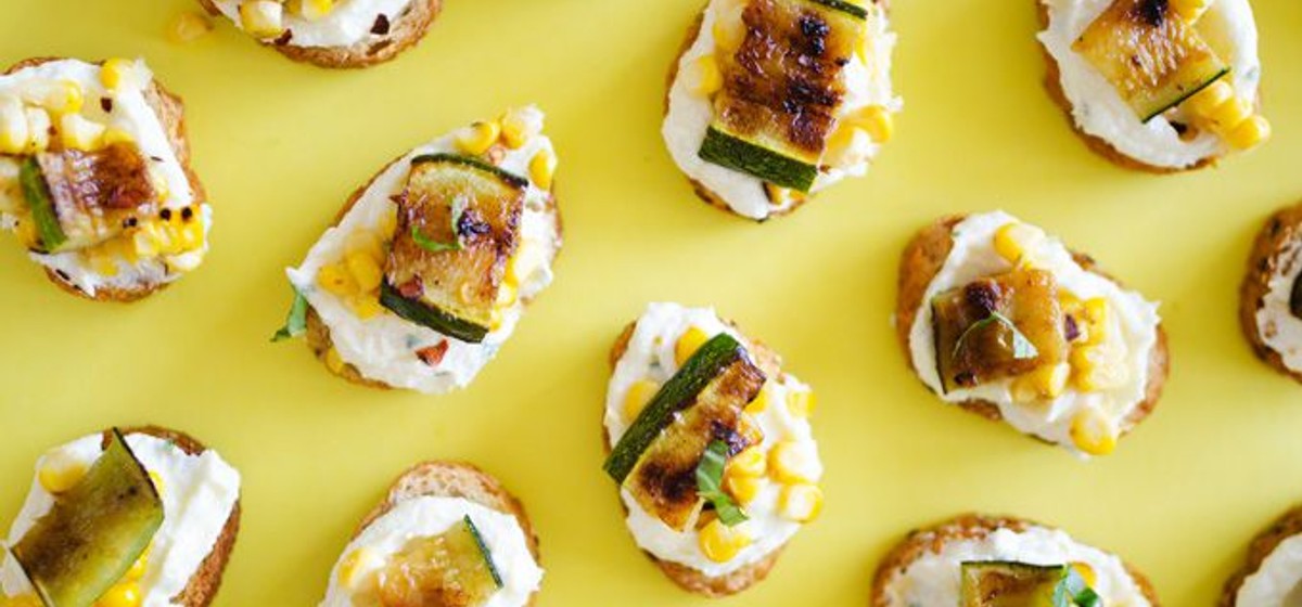 Whipped Feta, Corn, & Zucchini Crostini Recipe SideChef