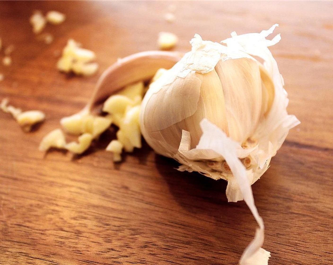 step 1 Slice the Garlic (3 cloves) and mince the Pimiento Peppers (2 Tbsp).