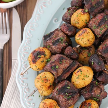 Steak, Mushroom and Potato Kebabs Recipe | SideChef