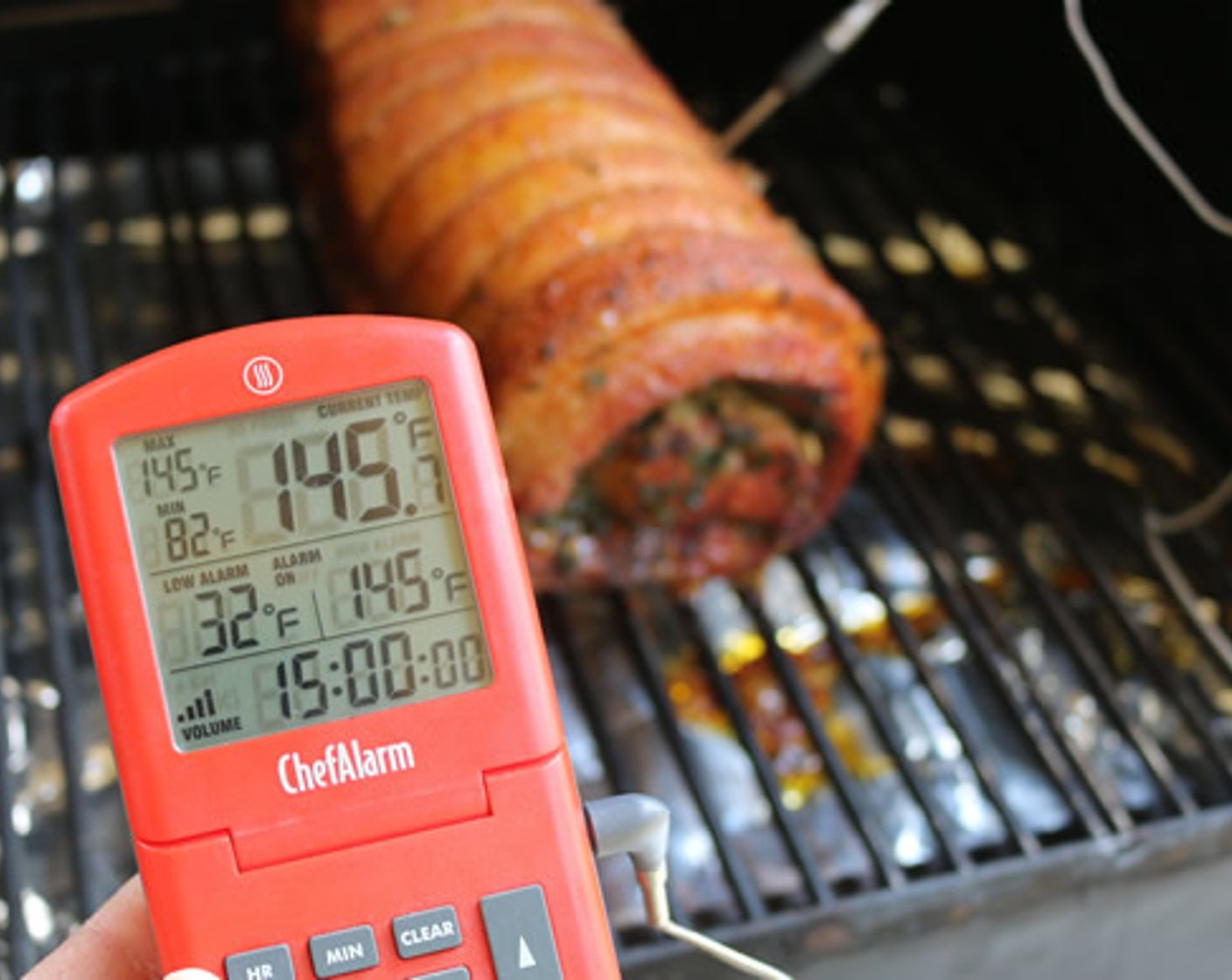 step 8 Smoking Porchetta is going to take around 3 hours, but you want to go by internal temperature of 145-155 degrees F (62-68 degrees C) instead of time.