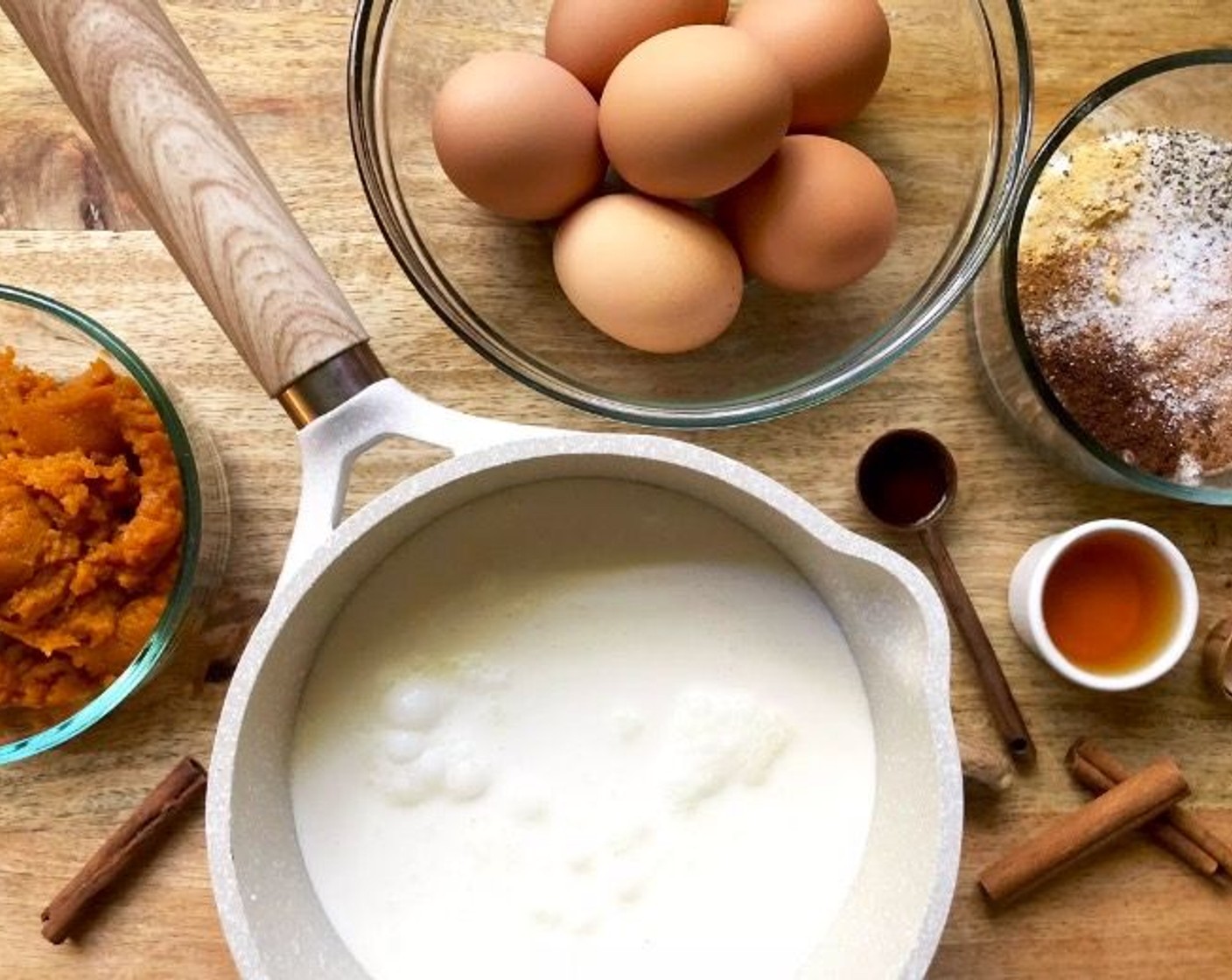 step 2 Heat Whipping Cream (3 cups) to just under a simmer in a medium saucepan over medium heat. Remove from heat.