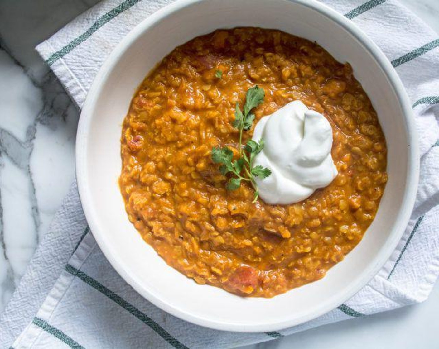 Golden Sweet Potato Lentil Soup with Coconut Milk