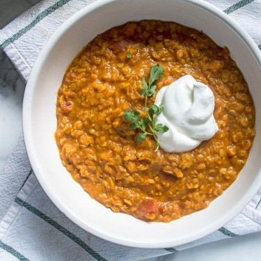 Golden Sweet Potato Lentil Soup with Coconut Milk Recipe | SideChef