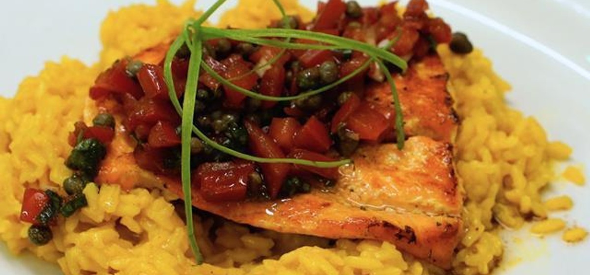 Seared Salmon Filets & Bamboo Rice with Tomato Salsa Recipe | SideChef