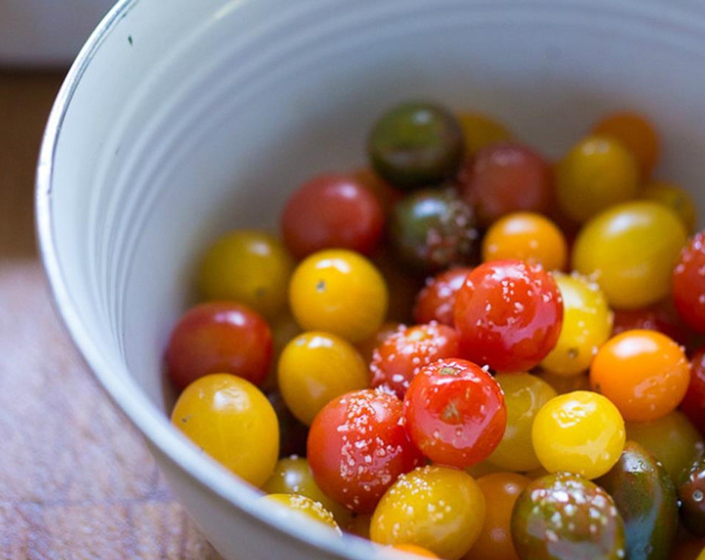 step 11 Toss the Cherry Tomatoes (3 cups) with Olive Oil (1/2 Tbsp) and Salt (1 pinch).