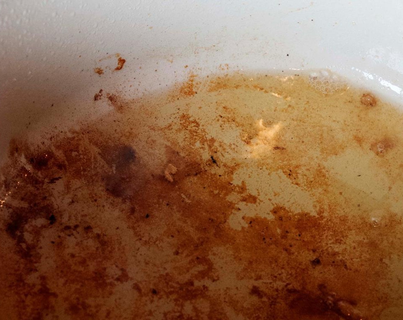 step 6 Now you see all those dark bits sticking at the bottom of you pan, de-glaze!