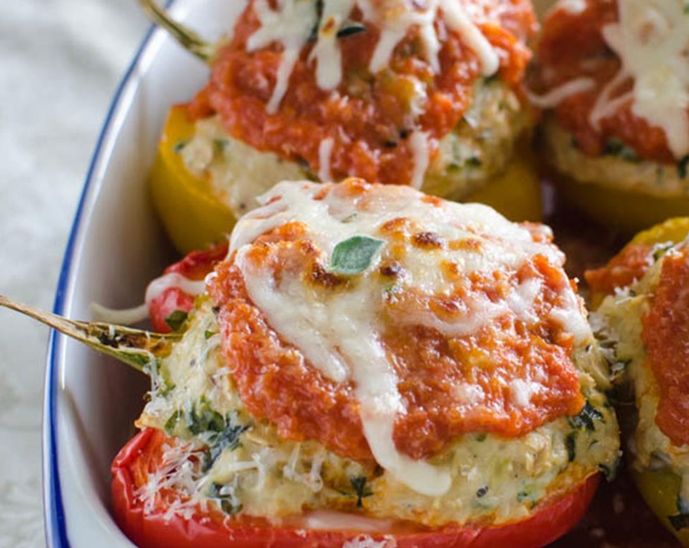 step 7 Place the stuffed peppers into the oven and roast the peppers for 30-35 minutes, until the turkey is cooked through.