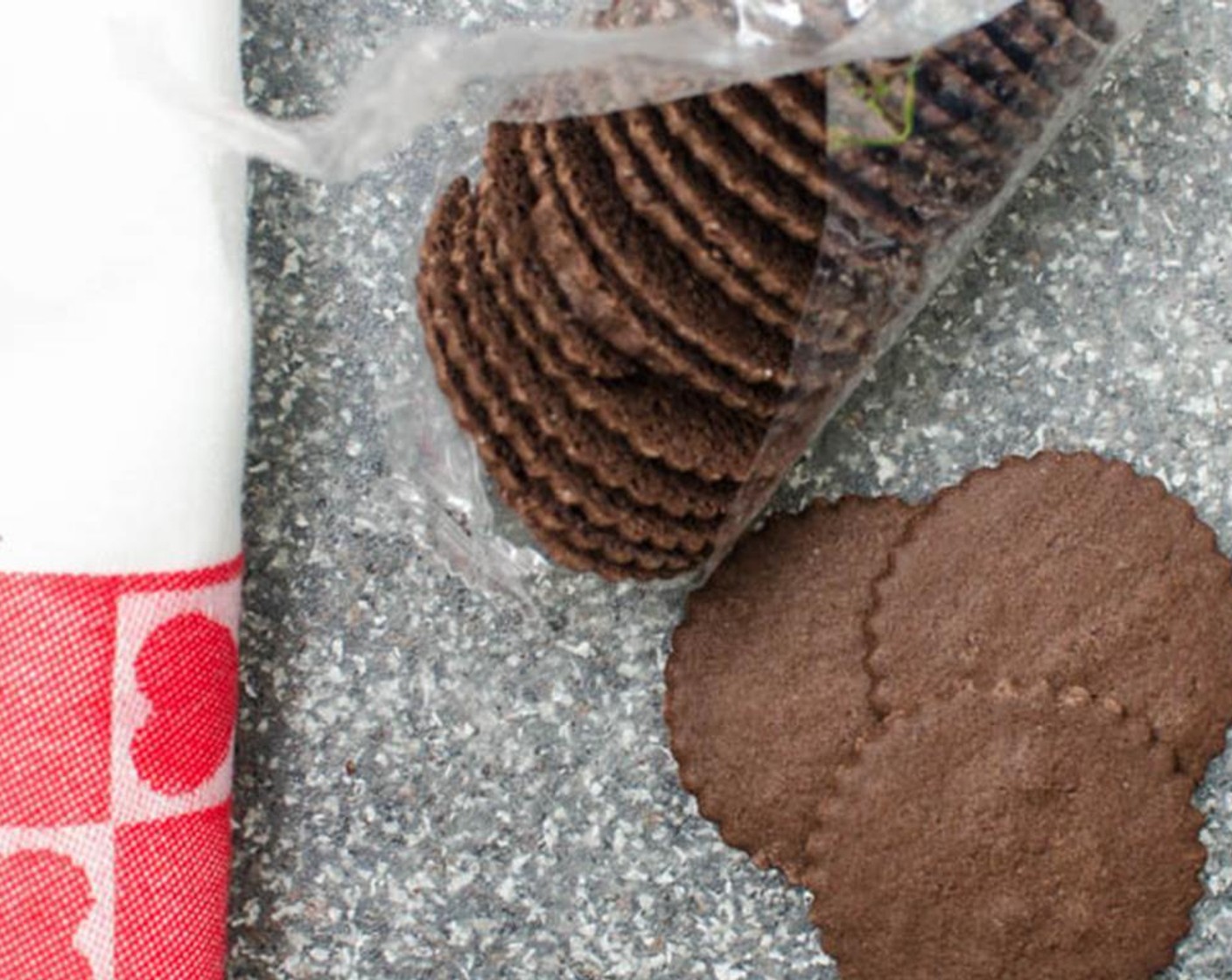 step 5 Place 10 of the Chocolate Wafer Cookies (12) in a zip top sandwich baggie and seal it. Reserve the other two cookies for garnish.