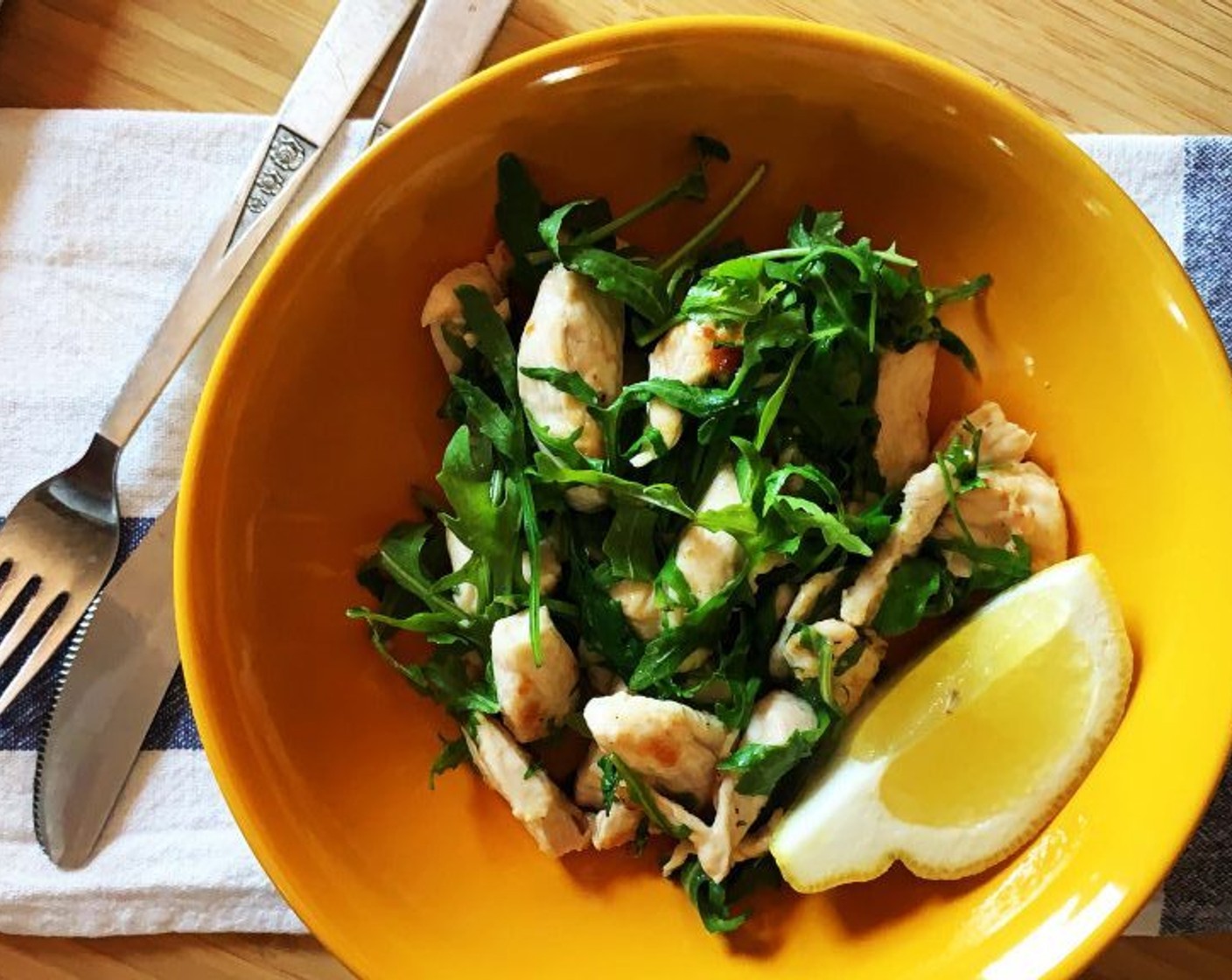 step 4 Remove chicken from the heat and stir it into the Wild Baby Arugula (1 bunch). Serve it up and enjoy.