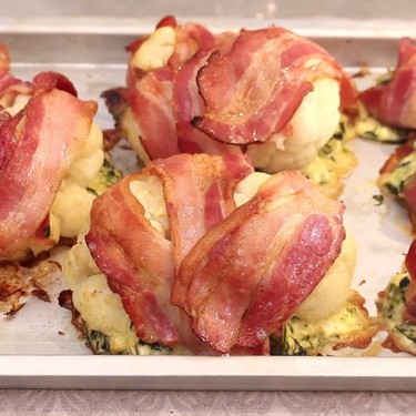 Bacon-Wrapped Cauliflower with Cheese Stuffing Recipe | SideChef