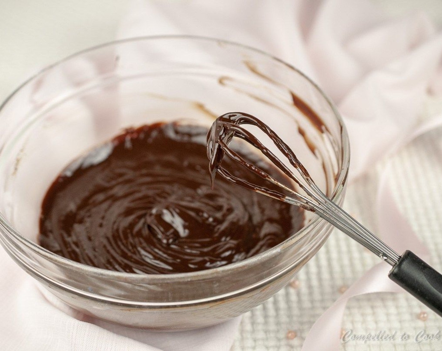 step 7 Whisk together until smooth and glossy. Cover with plastic wrap directly on chocolate. Allow to sit and set at room temperature (see note), this will take several hours.