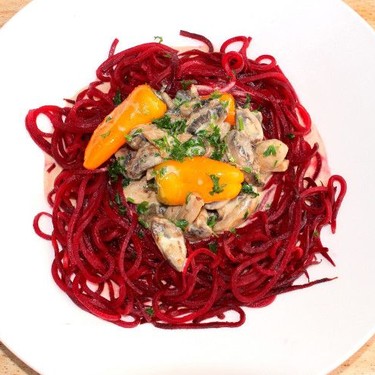 Red Beet "Pasta" with Mushroom Cream Recipe | SideChef