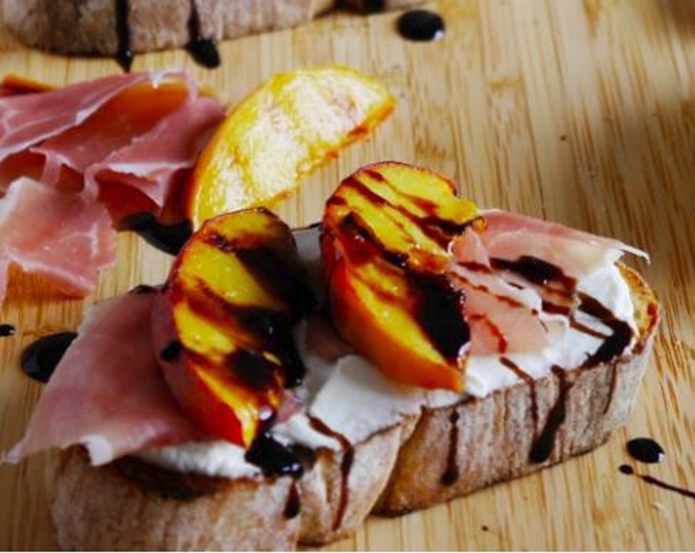 Grilled Peach and Parma Ham Bruschetta With Cream Cheese