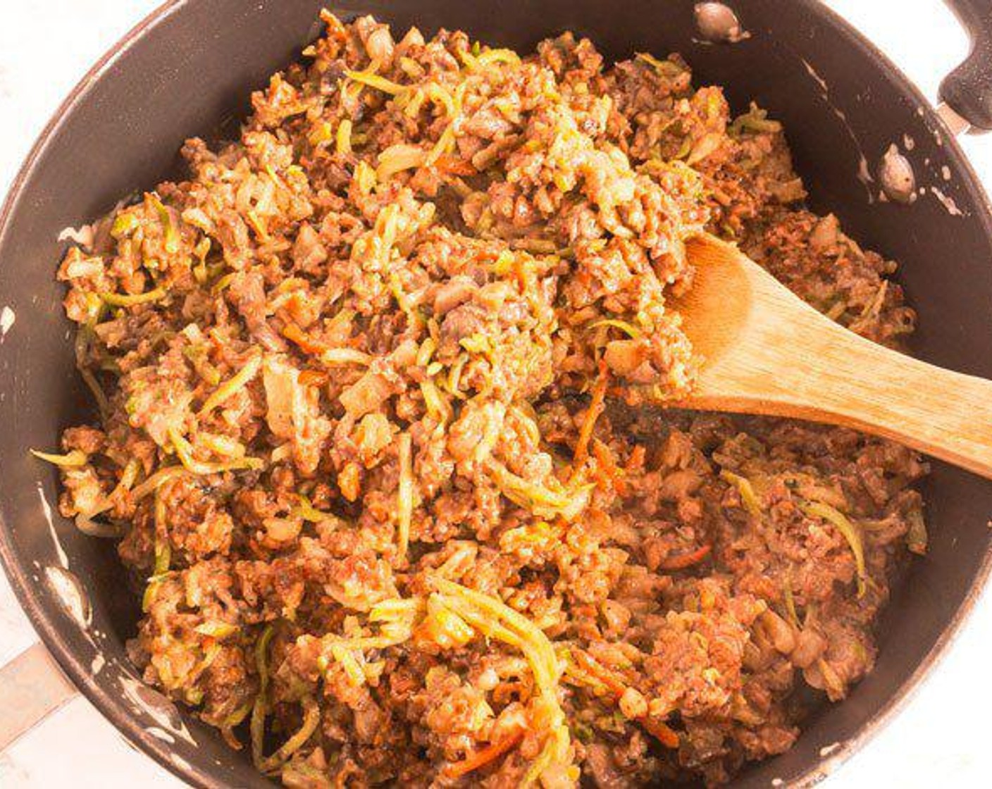 step 4 Add soup mixture to beef mixture and stir evenly.