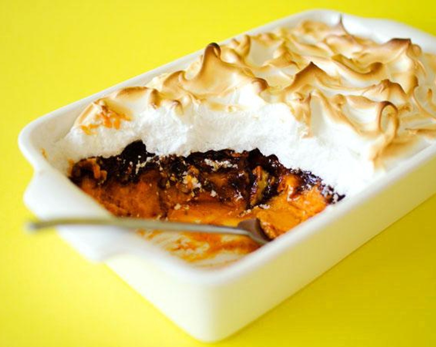 Sweet Potato Casserole with Pecan Crumble and Meringue