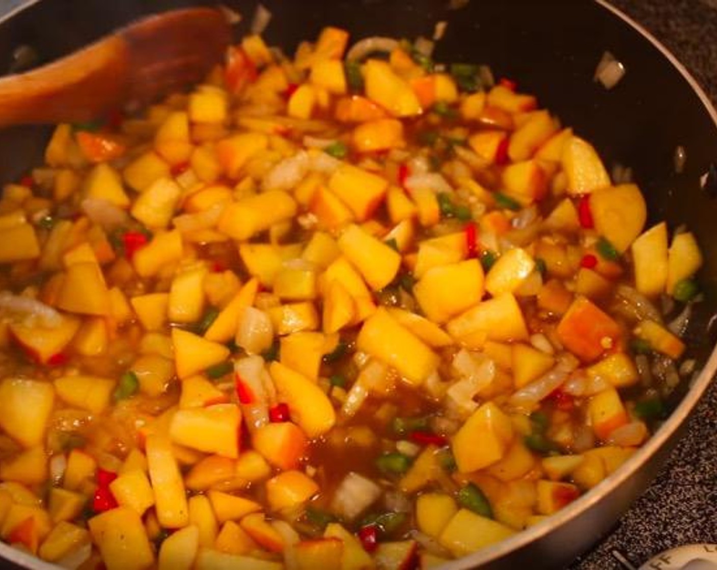 step 5 Add the Gala Apples (3) and season with All-Purpose Spice Rub (1 pinch). Cook the apple mixture for 2-3 minutes and add Brown Sugar (1/2 cup).