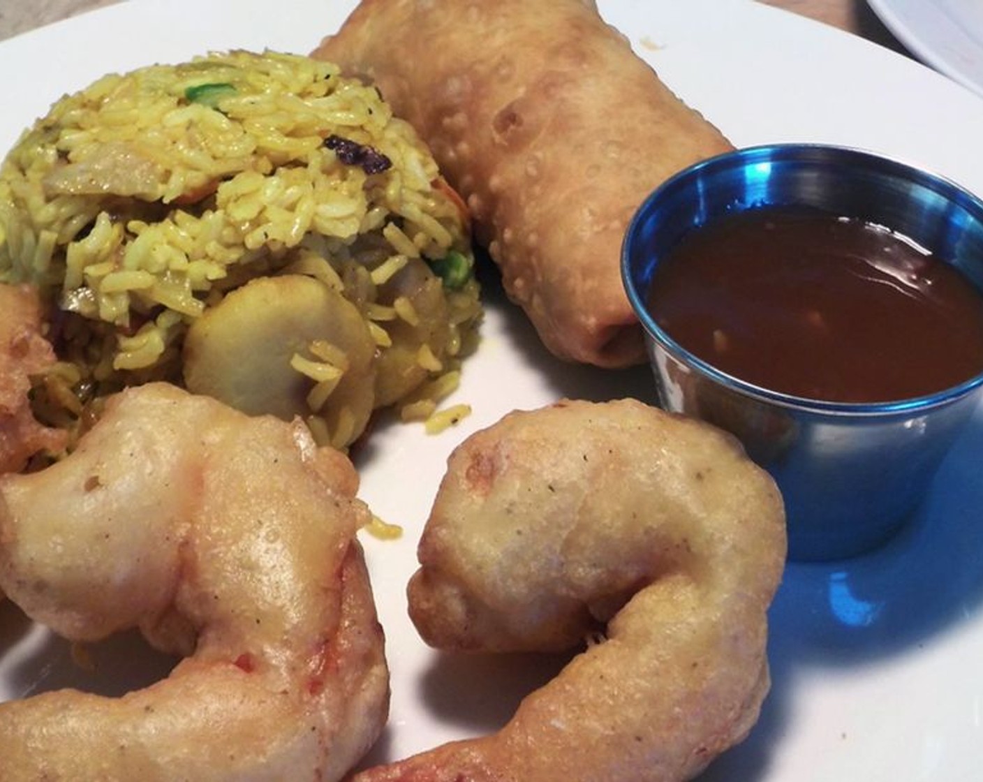 Vegetarian Egg Rolls and Battered Shrimp