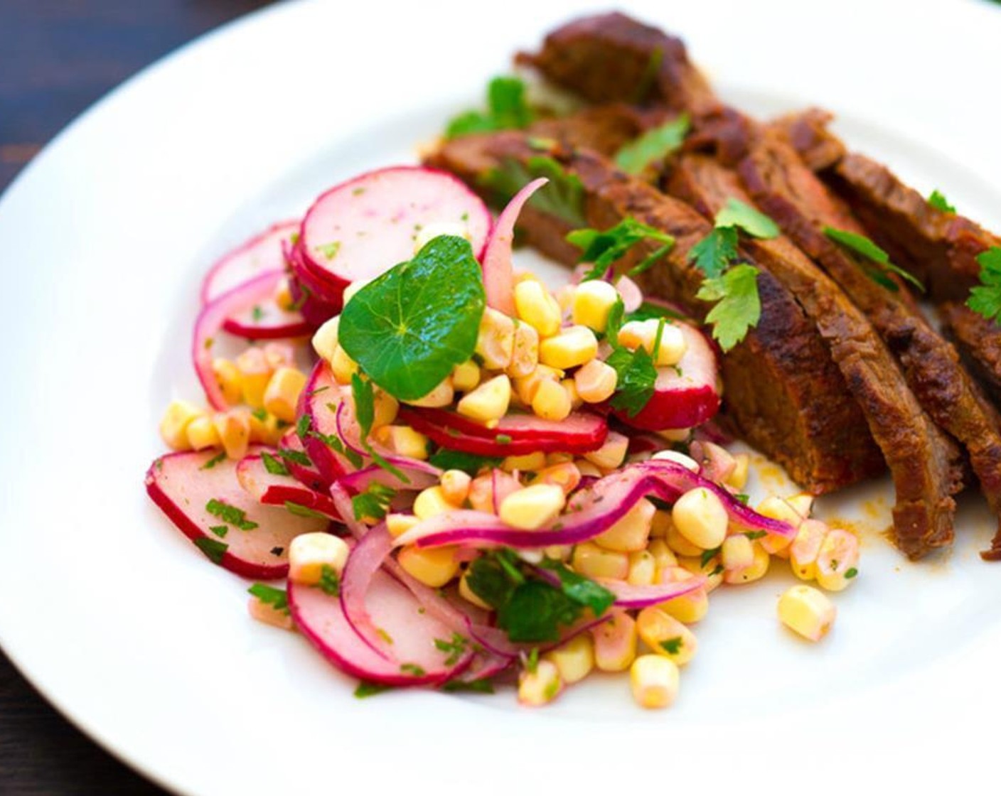 step 7 Serve with Corn Radish Salad.