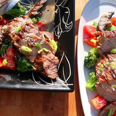 Grilled Pork Tenderloin with Portobello, Broccoli and Tomato Recipe | SideChef
