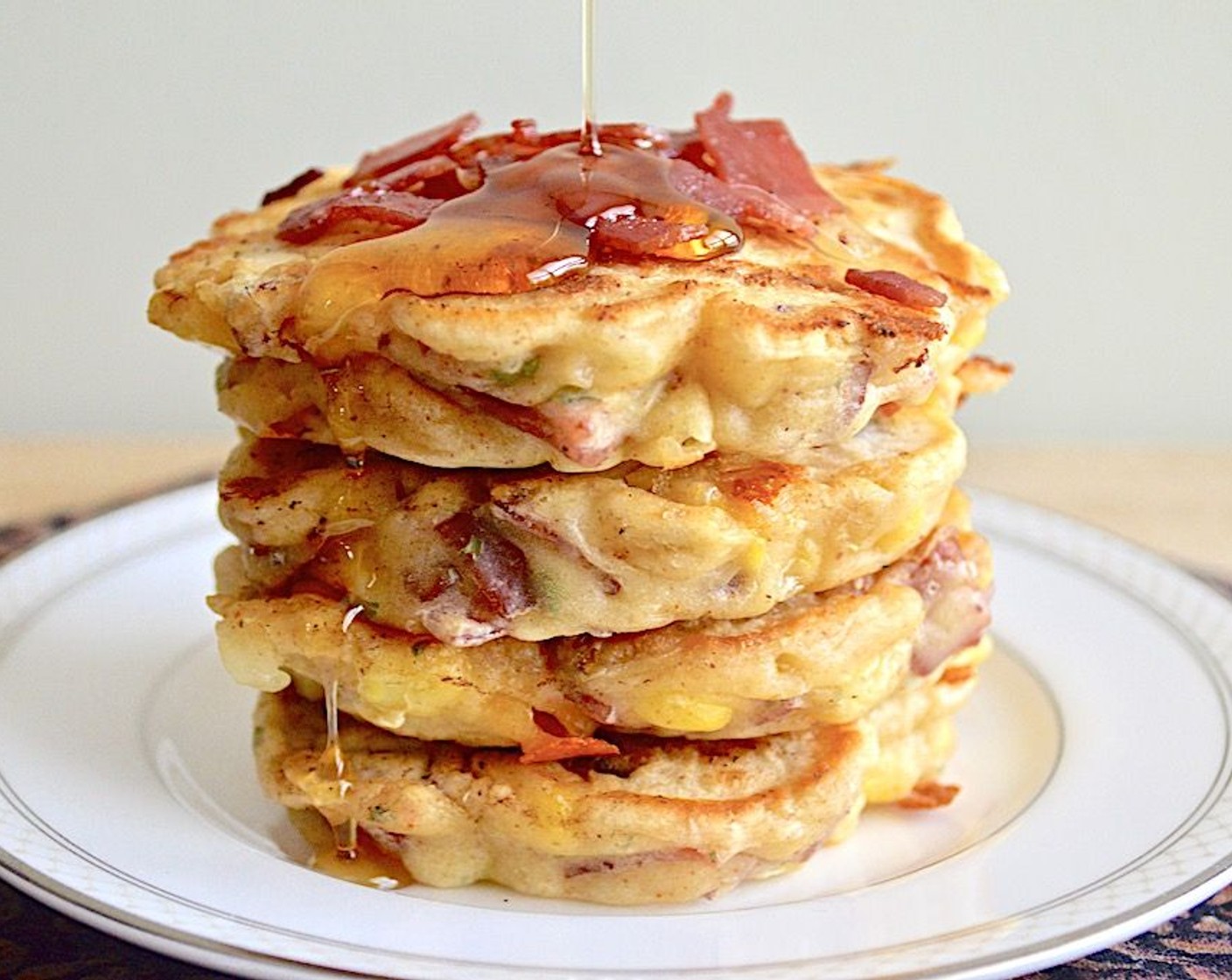 Cheesy Turkey Bacon and Corn Griddle Cakes