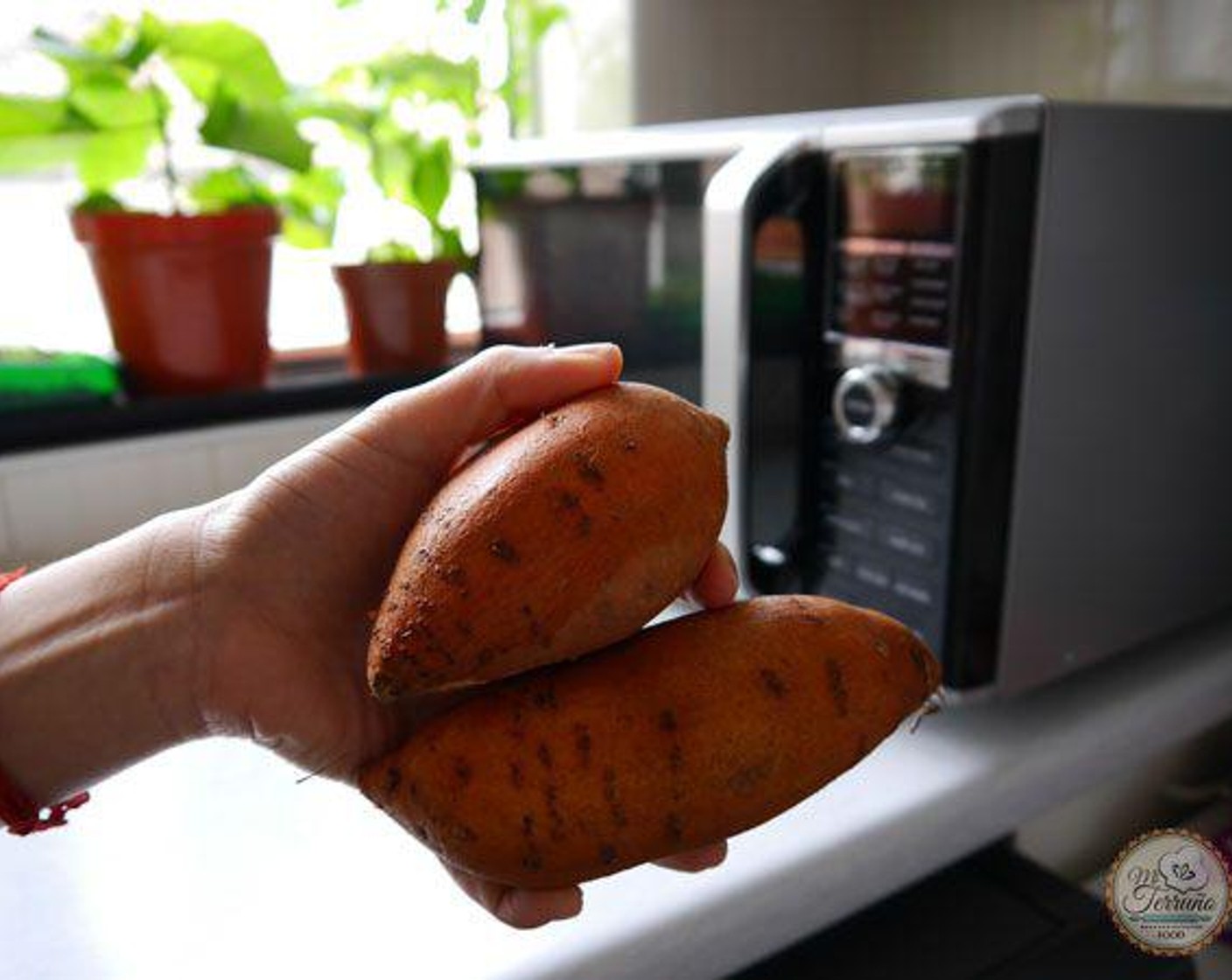 step 1 Bake the Sweet Potatoes (16 oz) until soft.