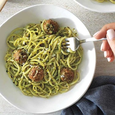 Pesto Spaghetti and Meatballs Recipe | SideChef