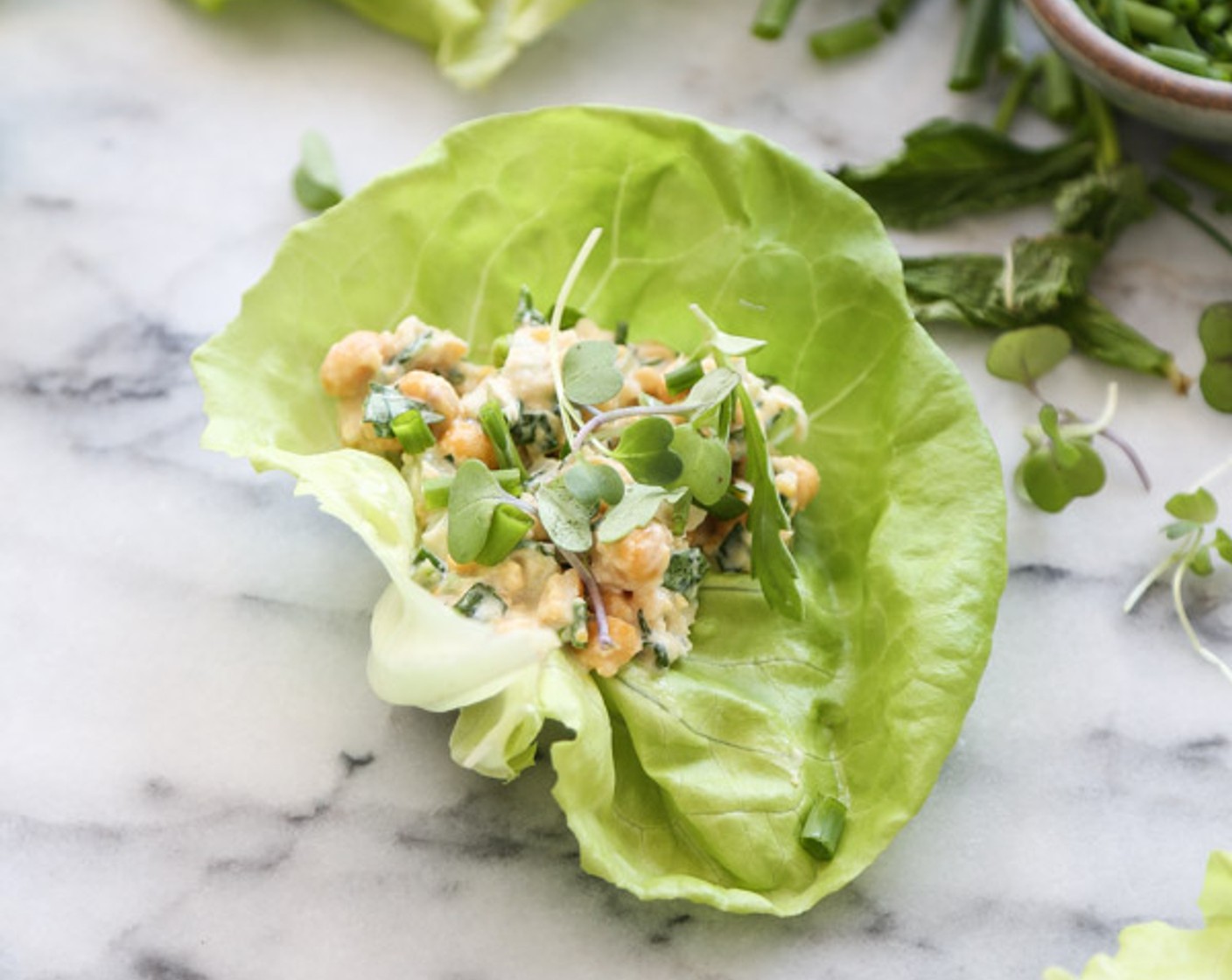 Smashed Chickpea Salad Lettuce Wraps