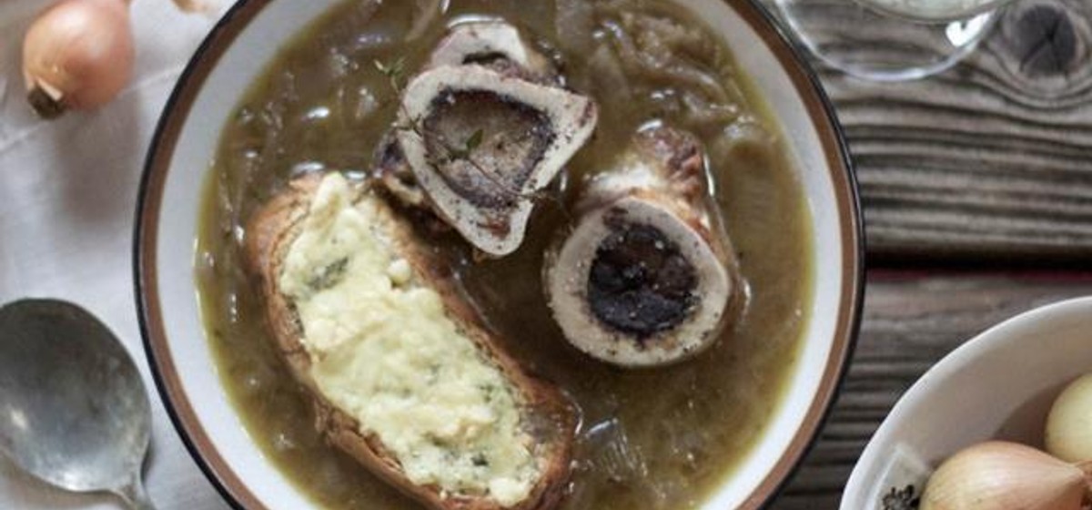 French Onion Soup with Roasted Marrow Bones Recipe | SideChef