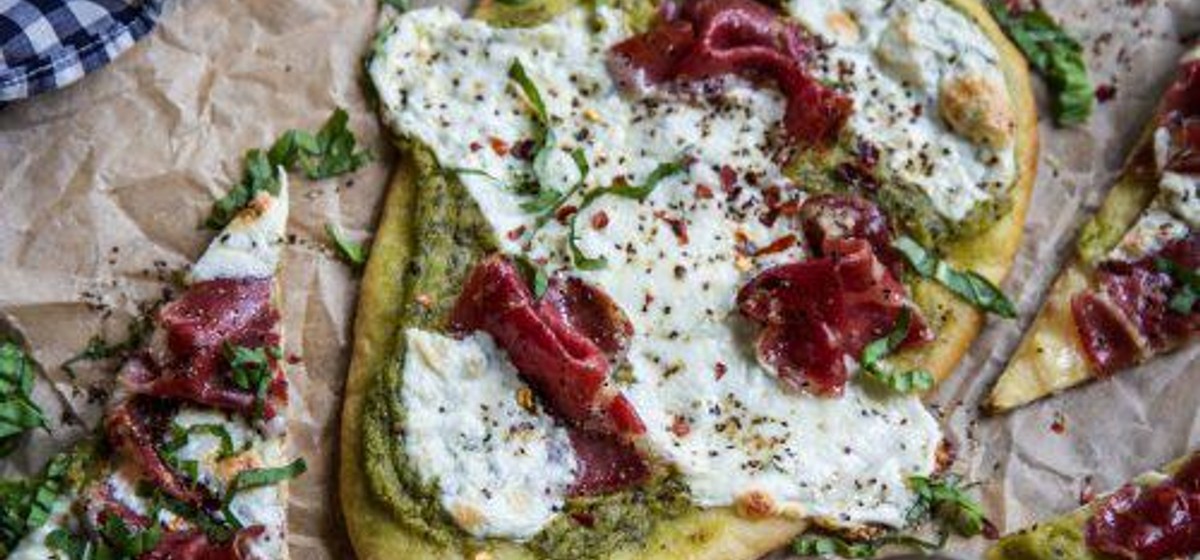 Mozzarella and Soppressata Flatbread with Avocado Pesto Recipe | SideChef