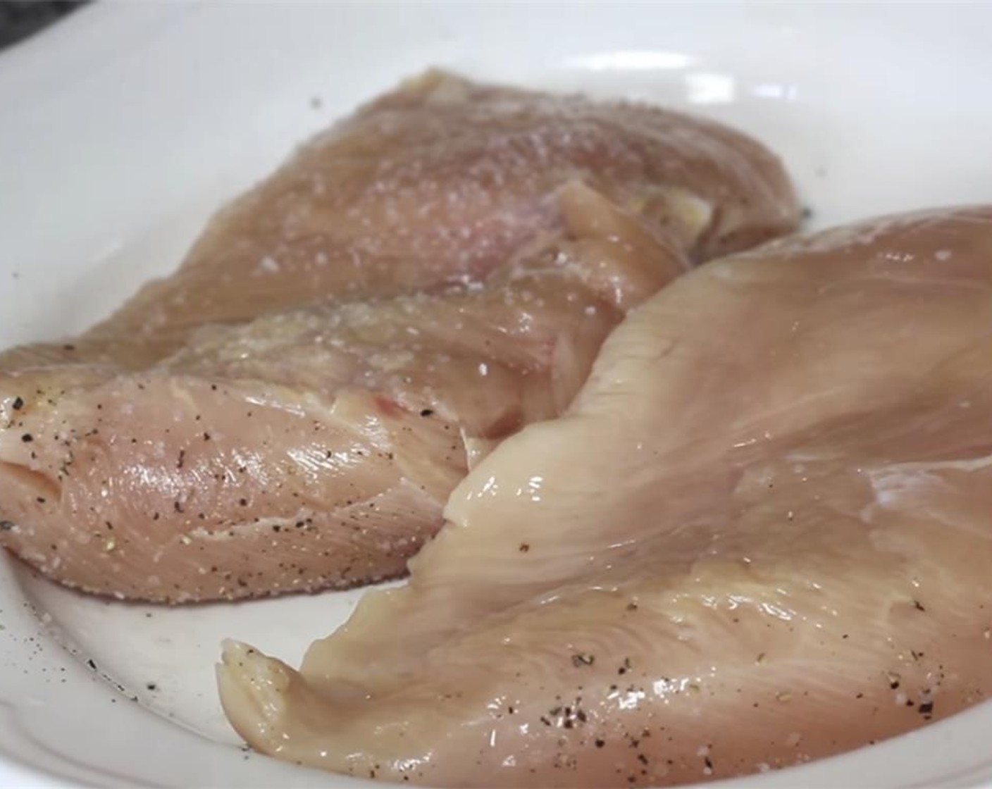 step 1 Pat dry and season generously the Boneless, Skinless Chicken Breasts (2).