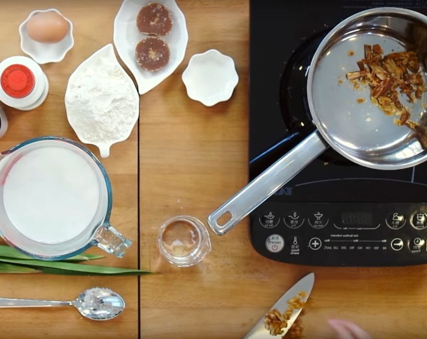 step 2 Shave Palm Sugar (1 cup) and transfer into a saucepan.