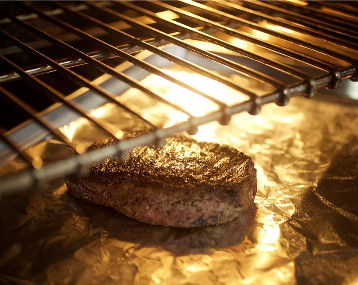 step 16 Place steak on pan in oven for 5 minutes.