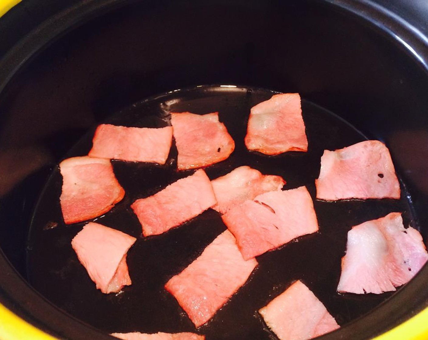 step 3 While the clams are cooking, slice Bacon (8 slices) into 2 inch pieces. Cook the bacon in some oil until crisp. Do not crowd the pan. Remove to paper towels to drain; set aside.