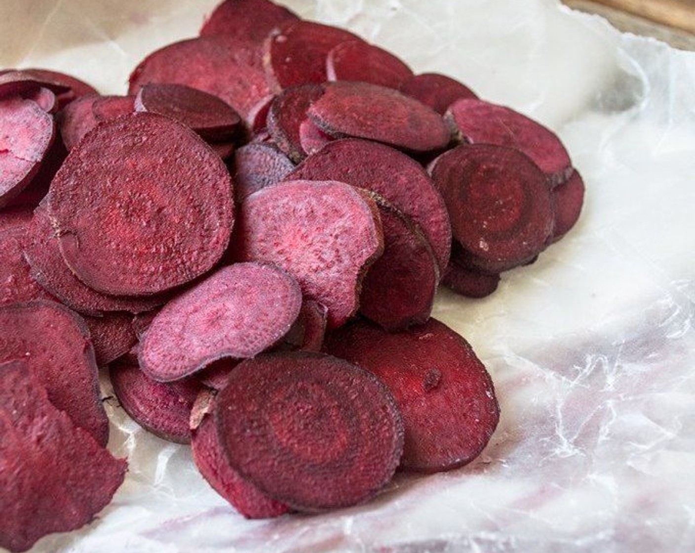 step 2 Thinly slice Beets (4) approximately 1/16 inches, getting them as consistently thin as possible.