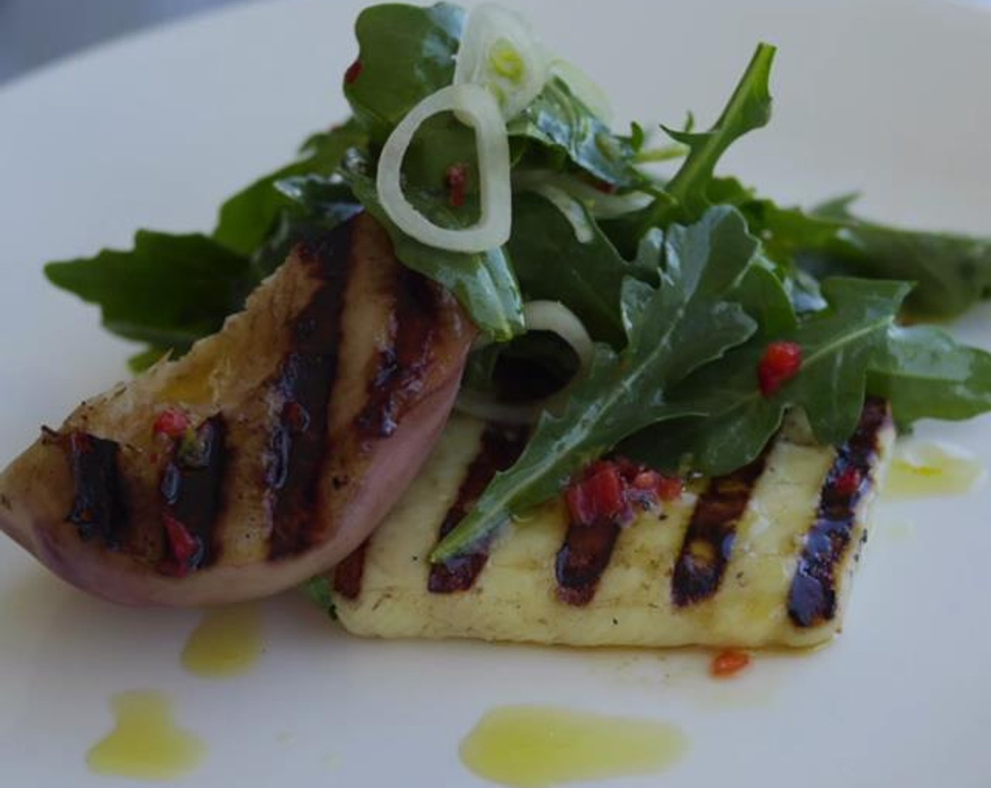 Grilled Peach and Haloumi Salad