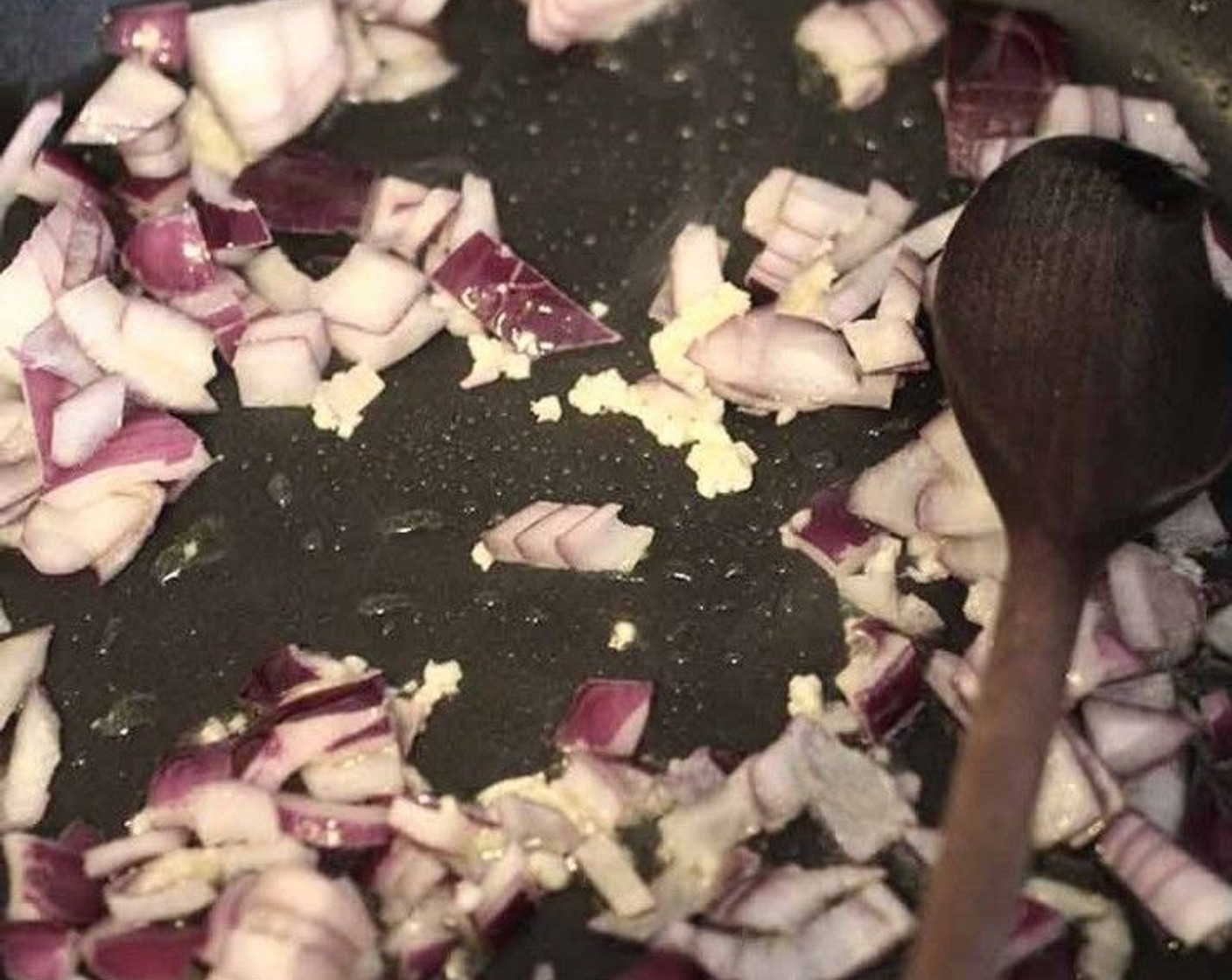 step 2 Add the Red Onion (1) and stir-fry for 2-3 minutes.
