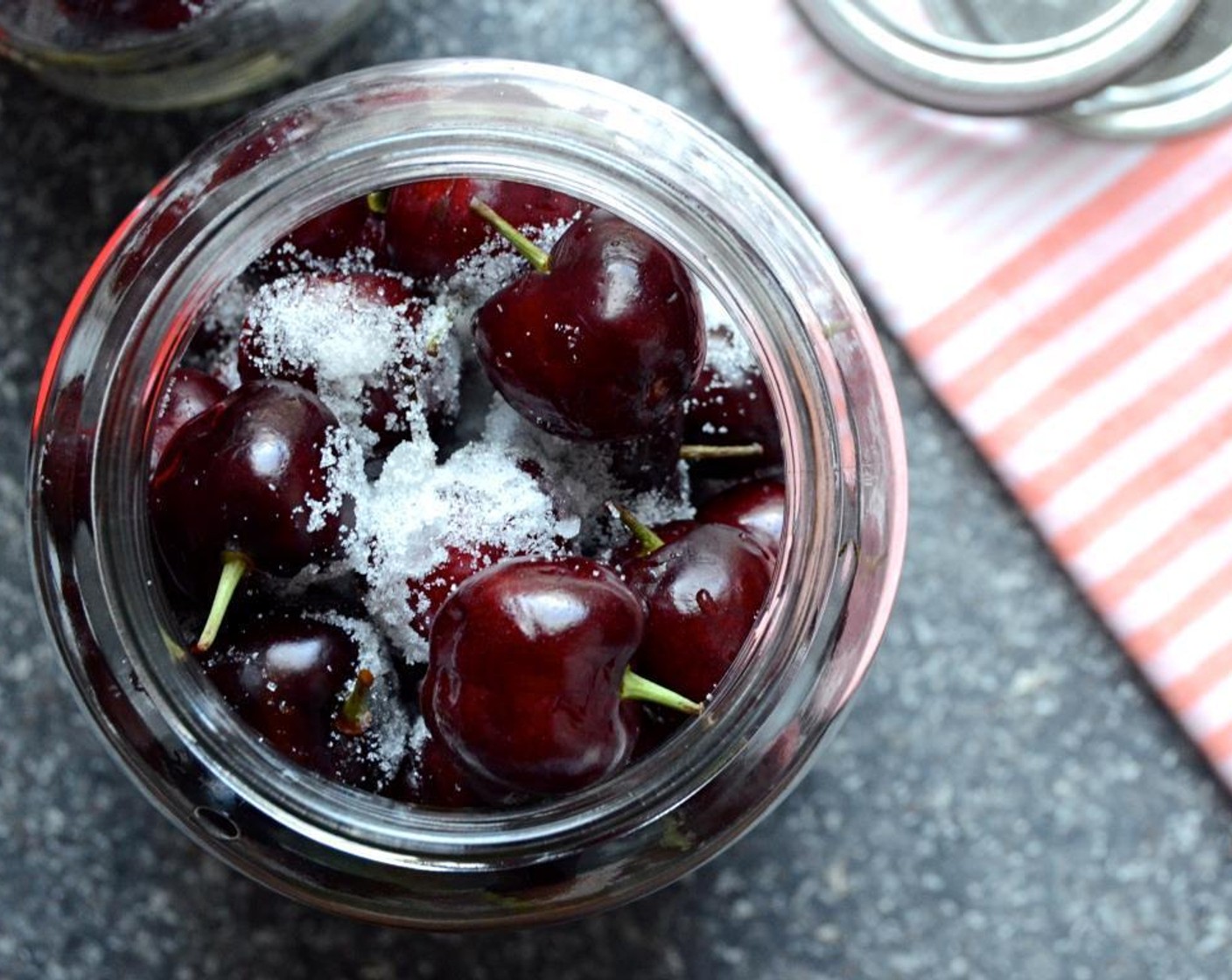 step 3 Use a funnel to fill the jar  with Granulated Sugar (1/3 cup)