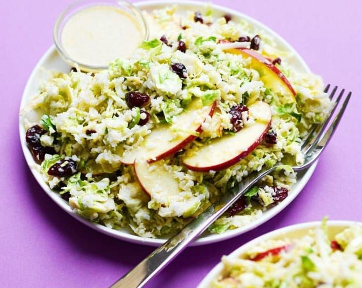 Shaved Brussels Sprout Salad with Creamy Honey Mustard Dressing