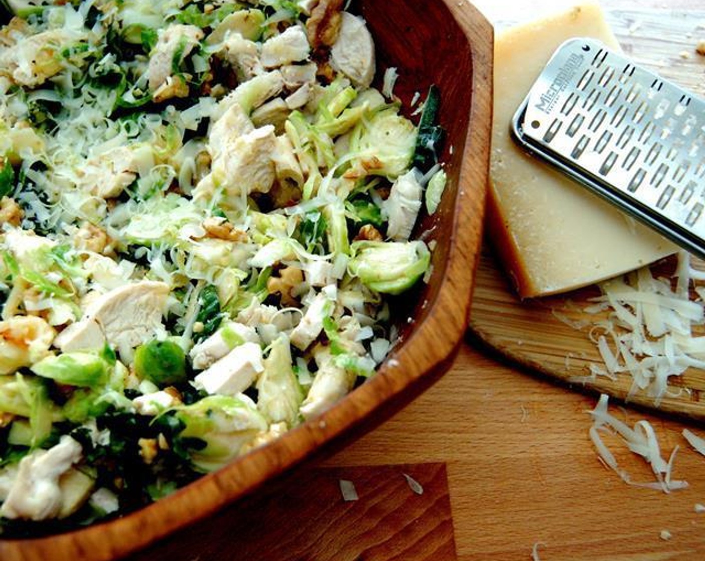 Brussels Sprout Kale Salad with Chicken