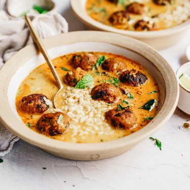 Plant-Based Coconut Curry Meatball Soup Recipe | SideChef
