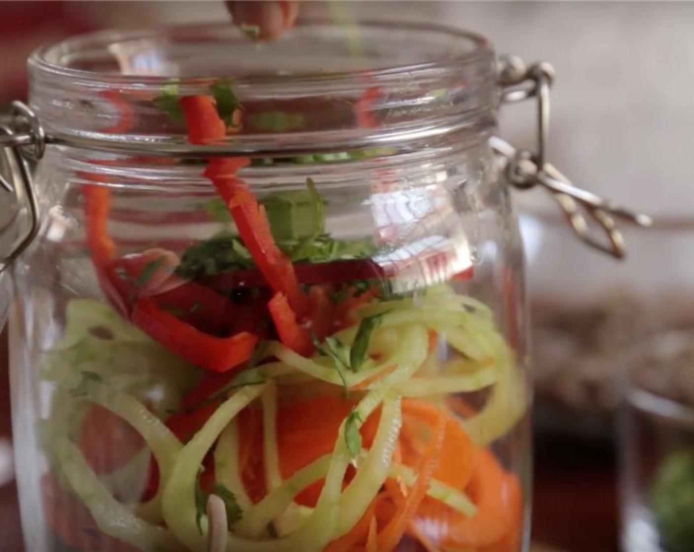 step 13 Add in red bell pepper and cilantro.