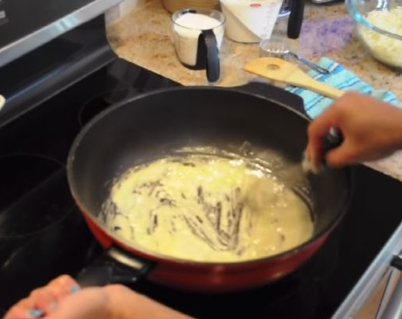 step 2 In a large pot on medium-high heat, add the Unsalted Butter (1/4 cup) and cook until melted. Whisk in the All-Purpose Flour (1/4 cup) and cook for about 1 minute.