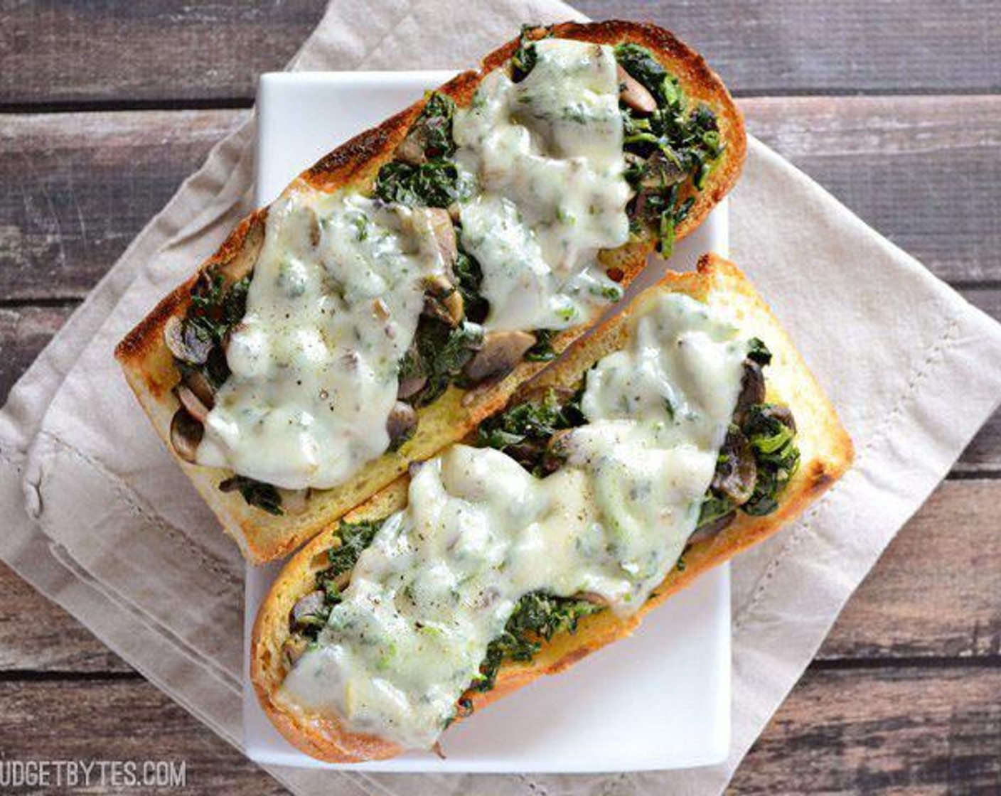 Spinach Mushroom French Bread Pizza