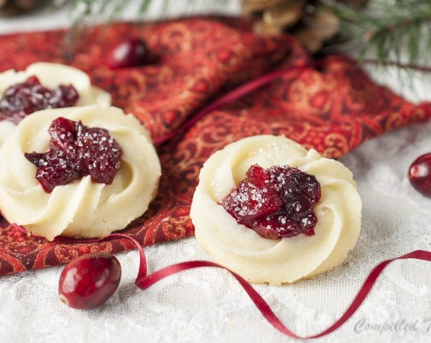 Roasted Cranberry Whipped Shortbread