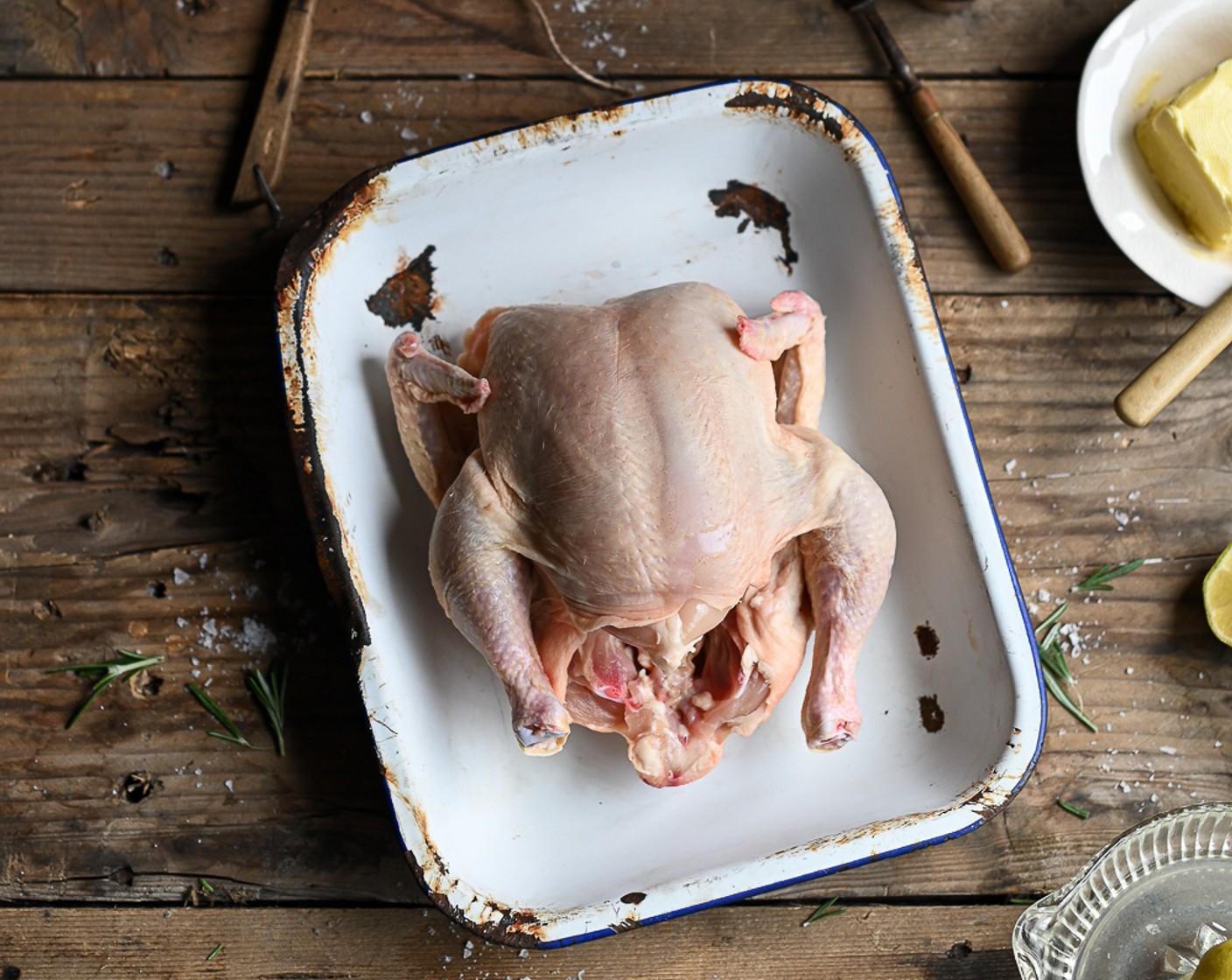 step 1 Preheat the oven to 425 degrees F (220 degrees C). Clean the Whole Chicken (1), pat it dry with paper towels, and set aside.