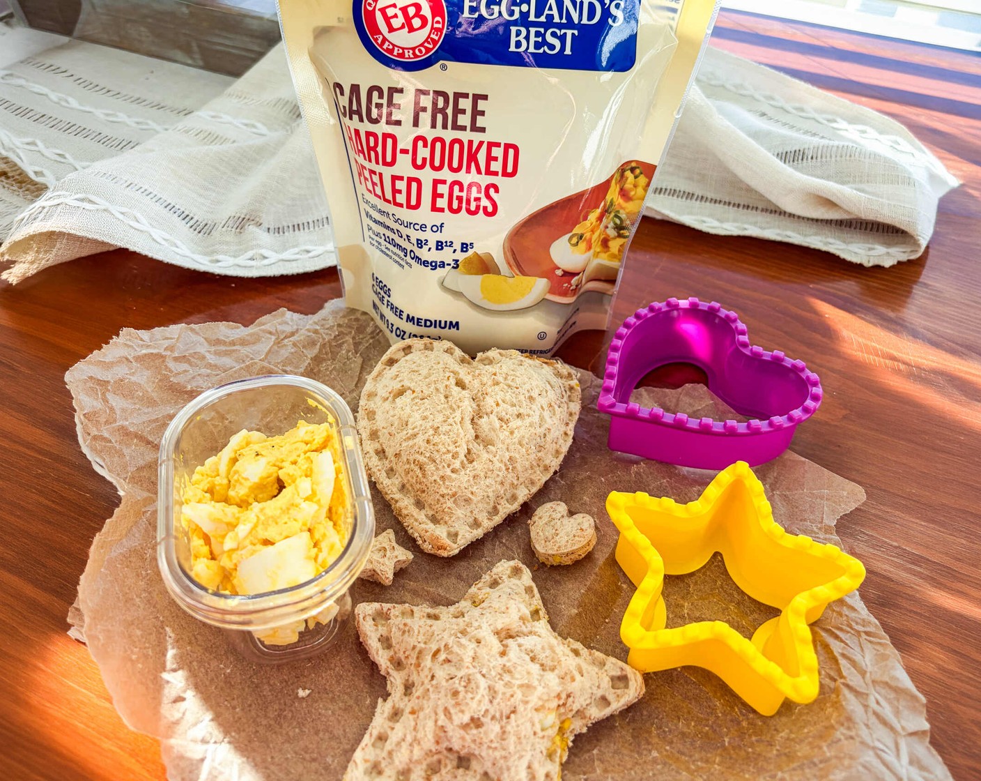 Crustless Cookie Cutter Egg Salad Sandwiches